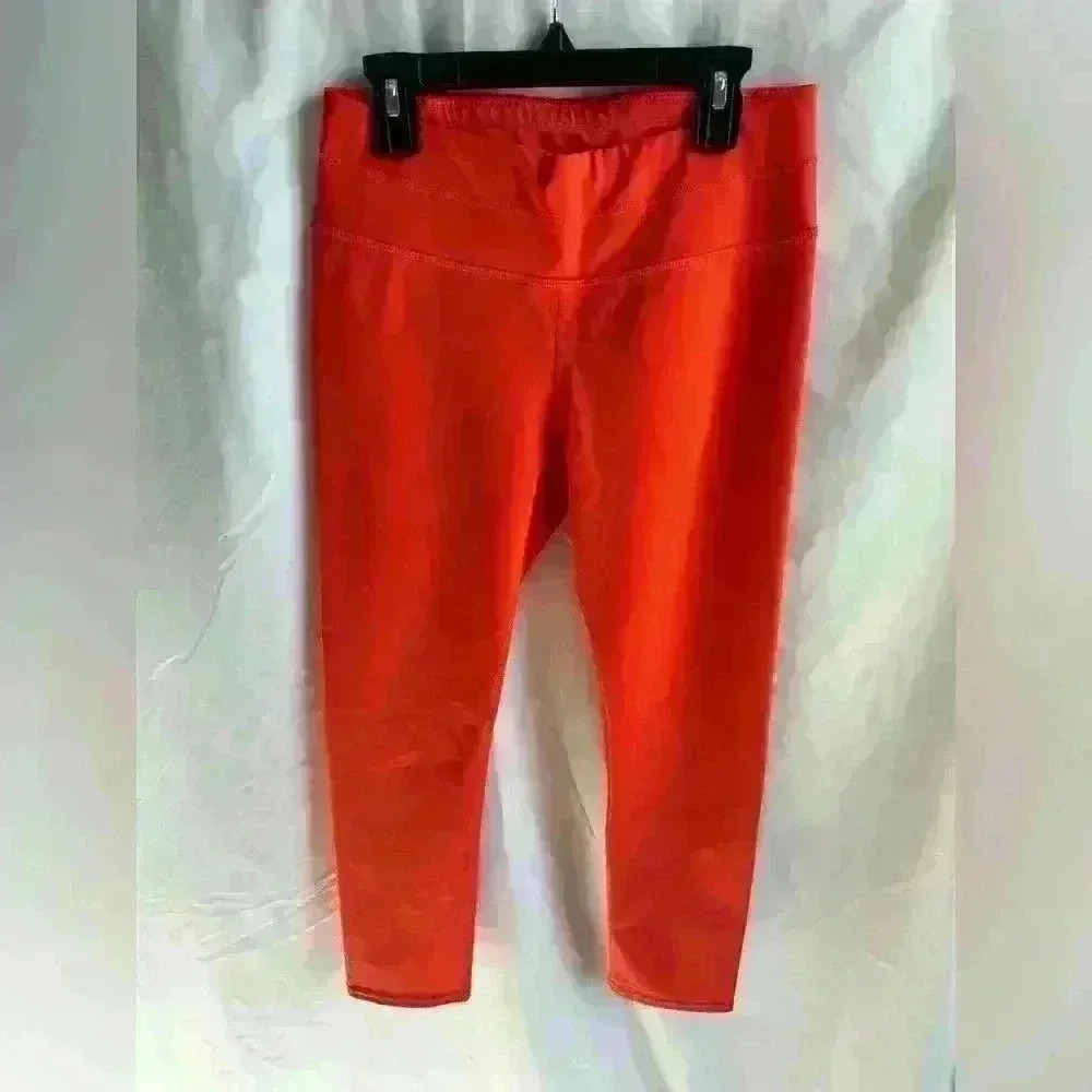 Athleta Neon Orange Capris Leggings with Zipper Pocket Size ST
